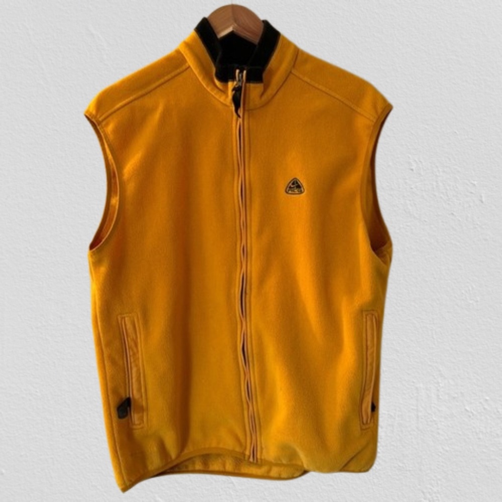 Nike ACG 2 Vintage Therma-Fit Mustard Yellow Thermal Fleece Vest Zip Men’s XL